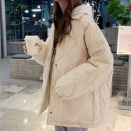 莫代爾韓系小個(gè)子短款羽絨棉衣棉服女2025年新款秋冬季外套夾棉薄款棉襖 百搭米白 M