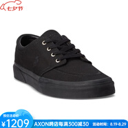 保羅拉夫勞倫（Polo Ralph Lauren）男鞋F(xiàn)axon 帆布鞋系帶平底小馬駒秋季休閑鞋奢侈品潮牌歐美休閑鞋 Black 11 =44歐碼
