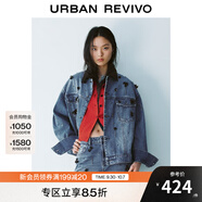 UR2025秋季新款女裝時(shí)髦立體花朵釘珠裝飾牛仔外套UYU850018 藍色 (偏寬松) L