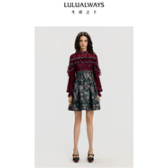 LULUALWAYS【商場同款】25冬季新款復(fù)古宮廷氣質(zhì)多層荷葉邊連衣裙 紅色 S