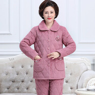 雯詩(shī)婷 睡衣女秋冬三層加厚夾棉睡衣套裝加棉小翻領(lǐng)開(kāi)衫冬季加厚家居服 DR3855豆沙【牛奶絨加厚】 L 【100-120斤】三層加厚
