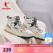 喬丹QIAODAN【風(fēng)向】板鞋女高幫皮革運動(dòng)鞋潮流休閑鞋 古瓷白樺木色（加絨版） 38