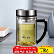 希諾雙層玻璃杯男家用商務辦公水杯帶手柄泡茶杯子XN-9320 290mL