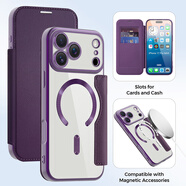 鑫圖適用iPhone17Pro手機殼蘋(píng)果17promax全包鏡頭防摔16翻蓋皮套磁吸保護套時(shí)尚商務(wù)男女新款創(chuàng  )意殼 暗紫色【磁吸翻蓋皮套】 iPhone17ProMax