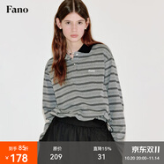 fano studios范洛Fano miu系撞色條紋logo刺繡調(diào)節(jié)抽繩休閑polo領T恤女上衣秋 條紋色第二批 S