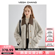 VEGA CHANG皮毛一體短外套女2025年秋冬新款寬松顯瘦高級感名媛風毛絨大衣 常規(guī)版 M