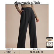 ABERCROMBIE & FITCH女裝春秋美式復(fù)古氣質(zhì)白領(lǐng)通勤百搭高腰闊腿褲KI156-2403 黑色 29 S (155/76A)短版