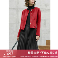 顏域簡(jiǎn)約毛呢外套女士冬裝2025新款氣質(zhì)顯瘦時(shí)尚短款羊毛雙面呢大衣 紅色 M/38