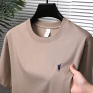 傳奇保羅（CHUANQIBAOLUO）【奧萊品牌折扣】保羅短袖T恤男純棉夏季圓領(lǐng)刺繡小馬標體恤 米杏色_【純棉】 S _【適合80-100斤】