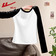 回力（Warrior）撞色長(cháng)袖t恤女2026年春季新款修身顯瘦舒適城市戶(hù)外運動(dòng)短款上衣
