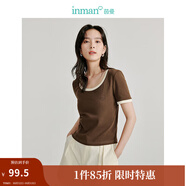 茵曼（INMAN）多色無袖顯瘦吊帶背心T恤夏季簡約休閑百搭圓領(lǐng)上衣 深咖啡-18424213 S