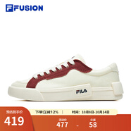 FILA FUSION斐樂女鞋帆布鞋女 低幫板鞋POP輕質(zhì)帆布鞋休閑運(yùn)動(dòng)鞋女 奶白/燒磚紅-GF 38