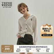 Teenie Weenie小熊針織開衫女秋冬刺繡綿羊毛長袖針織開衫外套女 象牙白 S (160)