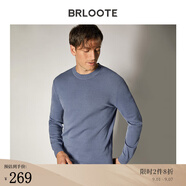 巴魯特（Brloote）橫條紋羊毛衫男羅紋圓領(lǐng)舒適保暖針織衫秋冬 深藍 165/88A