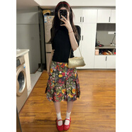 溥畔覆古小眾高端優(yōu)雅的印花百褶裙2025春夏新款修身女士短裙 花色百褶裙 S 均碼