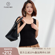 帕什羊絨吊帶女100%山羊絨純色修身百搭針織背心PS-131 經(jīng)典黑 XL （130-150斤）