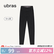 ubras仿牛仔高腰收腹加絨打底褲女保暖時(shí)尚高彈可外穿 黑色平腰款 1條 L