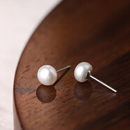 墨利亞（Meliades）s925貝珠珍珠耳釘 氣質(zhì)時(shí)尚流行炫彩耳飾 銀耳釘 禮物女生閨蜜 s999純銀 淡水珍珠耳釘女_3MM