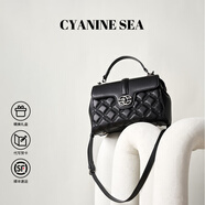 海青藍 CYANINE SEA頭層牛皮包包女款2025年新款女士單肩斜挎包生日禮物送女友老婆 黑色 精美禮盒裝