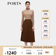PORTS寶姿女裝秋季新款簡約優(yōu)雅中長款百褶裙ALD9S003QWQ 硬木色 M (6)