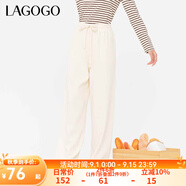 lagogo【云朵褲】簡約高腰休閑褲女拉谷谷2024年秋季新款慵懶長褲 米白色(V2) L 165/40