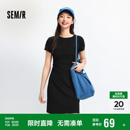 森馬（Semir）連衣裙女圓領(lǐng)收腰彈力針織裙2025夏刺繡休閑短裙辣妹109325114001