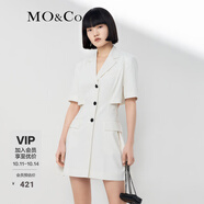 MO&Co.夏露背高腰休閑西裝裙短袖連衣短裙小黑裙女摩安珂 本白色 S 160