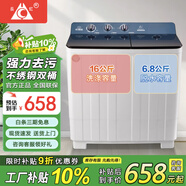 長(zhǎng)虹半自動(dòng)波輪洗衣機(jī) 家用老式雙缸雙桶 洗脫一體機(jī) 大容量脫水甩干機(jī) 以舊換新 洗脫22.8公斤【洗滌16公斤+雙不銹鋼桶】