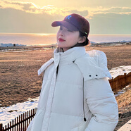 YAOJI棉服女2025冬季新款韓版寬松連帽長(zhǎng)款棉衣外套女棉襖加厚保暖 白色 S 105斤以下
