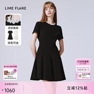 LIME FLARE【七夕禮物】萊茵福萊爾赫本風(fēng)法式設(shè)計感收腰連衣裙 黑色 M