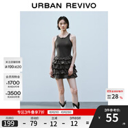 UR2025夏季新款女裝休閑疊層荷葉邊無袖連衣裙UYY750084 深灰 M