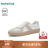熱風(fēng)（Hotwind）男鞋春秋季新款德訓鞋男士時(shí)尚休閑板鞋百搭純色小白鞋子系帶 117白杏 （H14M25741） 43 265mm