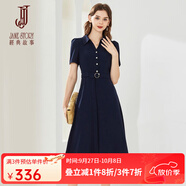 經(jīng)典故事（JANE STORY）2025新款通勤polo領襯衫連衣裙女夏季修身時尚復古氣質(zhì)襯衣裙小眾 M05深藍色 M