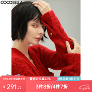 COCOBELLA質(zhì)感花紗細閃銀蔥粗針毛衣軟糯親膚針織外套MZ101-3 紅色 L