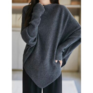 恒源祥2025慵懶風(fēng)外穿不規則斗篷上衣女蝙蝠衫披肩設計感針織毛衣秋冬 灰色 XL