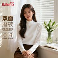 班尼路（Baleno）米色半高領(lǐng)加絨打底衫女2025新款內搭德絨長(cháng)袖t恤女裝上衣秋冬季