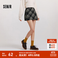 森馬（Semir）半身裙女格紋A字裙復(fù)古文藝氣質(zhì)冬俏皮時(shí)尚短裙小個(gè)子學(xué)院風(fēng) 灰藍(lán)色調(diào)00428 2XL