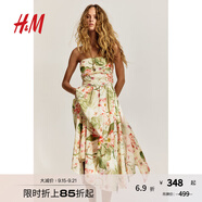 H&M女裝連衣裙無袖2025年秋季新款背面系帶抹胸連身裙1282610 白色/花卉 S 160/88