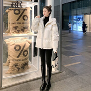 clotho Rennie品牌女裝白色羽絨服女2025冬新款小個(gè)子時(shí)尚寬松顯瘦短款輕薄外套 白色 M 100-110斤