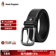 暇步士（Hush Puppies）【禮盒裝】皮帶男士頭層牛皮針扣腰帶新款褲腰帶送男友禮物送老公 人氣黑HD-1871940W-572 110cm