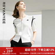 顏域（YANYEE）圓領(lǐng)白色針織衫時(shí)尚職業(yè)女裝2024年夏季新款女士上衣拉鏈開(kāi)衫 白色1 2XL 44
