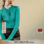 日著(zhù)（rizhuo）原創(chuàng  )設計女裝2025秋季新款小眾修身長(cháng)袖上衣桑蠶絲針織打底衫 霜藍 XL