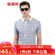 恒源祥冰絲男士短袖t恤翻領(lǐng)夏季薄款半袖中年時(shí)尚波點(diǎn)商務(wù)休閑體恤上衣 51T00S05-淺灰 2XL (185)