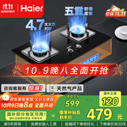 海爾（Haier）燃氣灶天然氣 嵌入式雙灶具 4.7kw大火力自動(dòng)熄火保護 五重安全防護 政府補貼20%燃氣灶Q2BE1(天) 