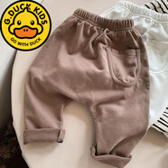 G.DUCK童裝兒童大PP褲春秋嬰幼兒男寶寶寬松哈倫長(zhǎng)褲子女孩韓版休閑垮褲 咖色(柔軟面料) 80