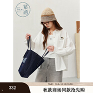 紫涵（ZIHAN）紫涵純棉長袖襯衫女2025秋季新款微皺肌理感貓咪刺繡寬松休閑襯衣 白色 S