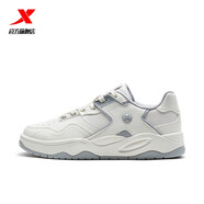 特步（XTEP）運動(dòng)鞋男舒適通勤板鞋輕便百搭小白鞋潮流時(shí)尚情侶休閑鞋女 帆白/煙霧灰-0026 女款 40