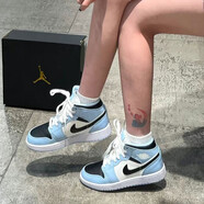 耐克（NIKE）Air Jordan aj1 mid男女鞋影子芝加哥黑紅腳趾熊貓籃球運(yùn)動休閑鞋 555112-401藍(lán)女子 37.5