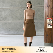 顏域雙面呢灰色半身裙女2025新款冬季中長(cháng)款A字半裙高腰毛呢裙子 駝色 L/40