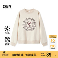 森馬（Semir）[商場同款]女oversize發(fā)熱抗菌2024冬季繡花抓絨上衣101724116004